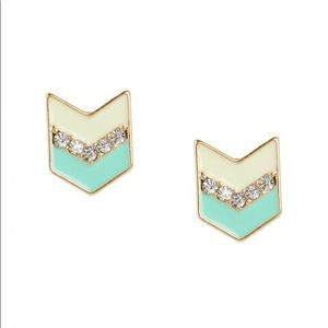 Baublebar chevron stud earrings | Mint yellow with rhinestones
